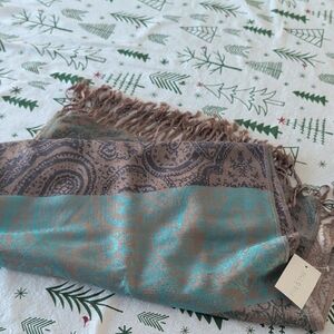 Net Elegant Paisley Scarf in Teal and Brown